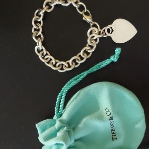 Tiffany & Co. Sterling Silver Heart Tag Chain Bracelet 7"